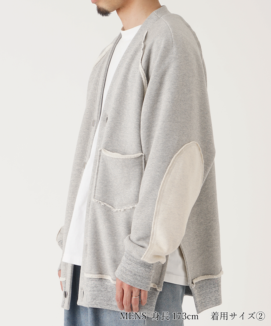 INSIDEOUT ELBOW PATCH SWEAT CARDIGAN-GRAY- | Re 