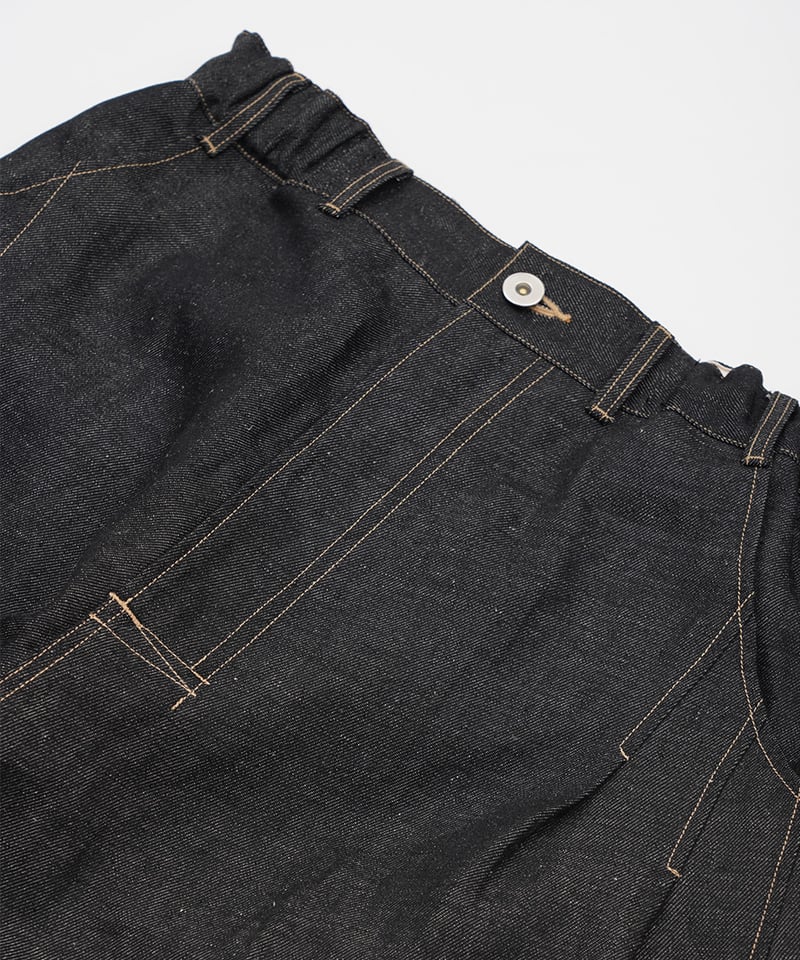 LOOSE SHIFT PLEATED JEANS - BLACK | Remind life