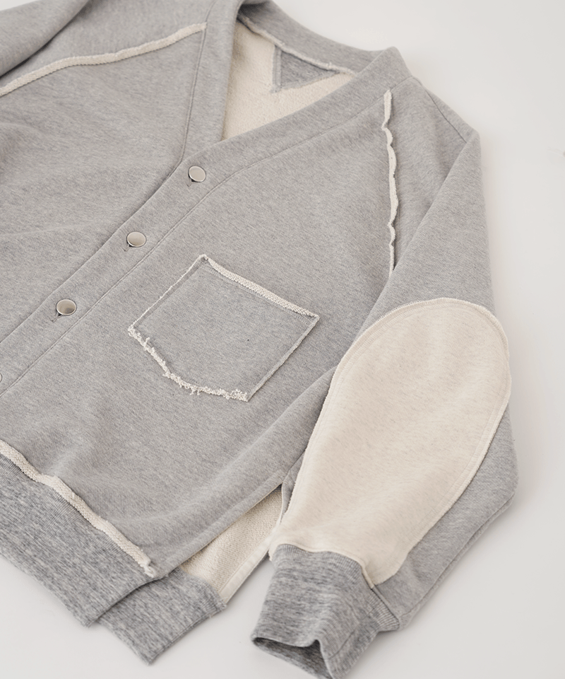 INSIDEOUT ELBOW PATCH SWEAT CARDIGAN-GRAY- | Re INSIDEOUT ELBOW PATCH SWEAT CARDIGAN-GRAY- | Re