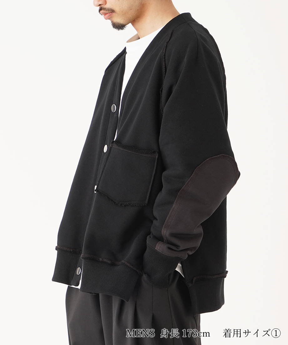 INSIDEOUT ELBOW PATCH SWEAT CARDIGAN-GRAY- | Re 