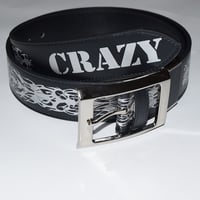 CRAZY　レザーベルト　総柄黒　&　白ベースCr柄 ピンク/ブルー