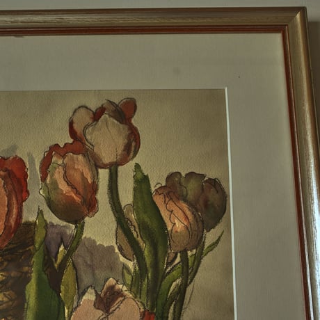 ドイツ人画家のチューリップが描かれた水彩画