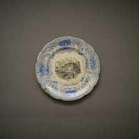 観光地が描かれたケーキ皿 ・金継ぎ