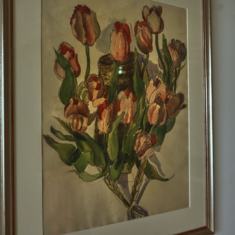 ドイツ人画家のチューリップが描かれた水彩画