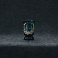 ハンドペイント緑とゴールドのガラス②