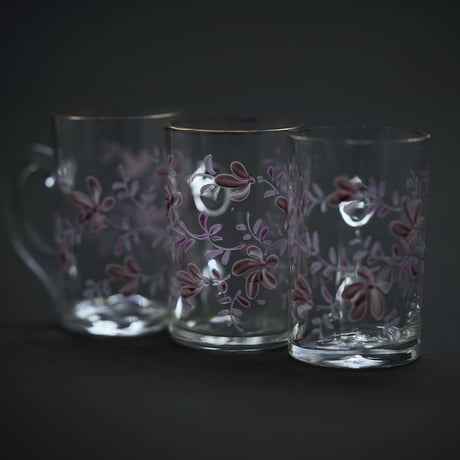 ピンクのお花のガラスのショットグラス