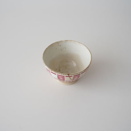 フランス / 赤いチェックカフェオレボウル・金継ぎ