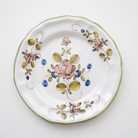 フランス・茶色の薔薇の花リム皿