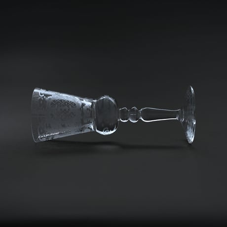 鳥のエングレービング・脚付グラス