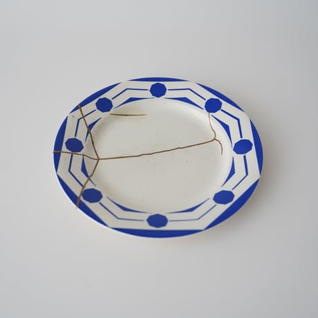 サルグミンヌのお皿 /チャイブ青いお皿・金継ぎ ①