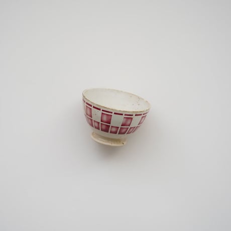 フランス / 赤いチェックカフェオレボウル・金継ぎ