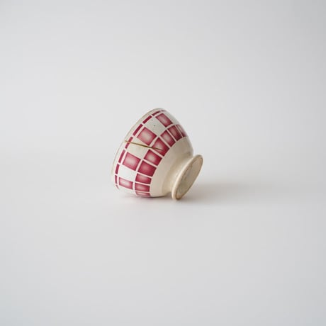 フランス / 赤いチェックカフェオレボウル・金継ぎ