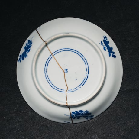 オランダ/ 染付け転写のお皿・金継ぎ①