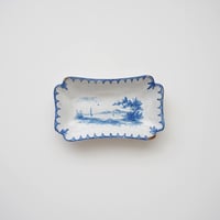 日本の風景画・ファイアンス長方鉢