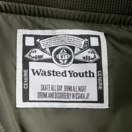 WASTED YOUTH QUILT PUFF JACKET OLIVE MEDIUM 4727