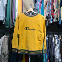 CHAMPION 90S OVER DYE RW SWEAT SCRIPT LOGO YELLOW MEDIUM 23396