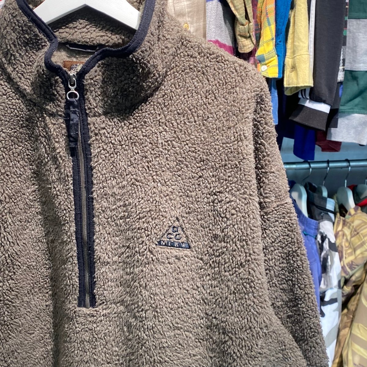 Nike ACGフリースキャップ犬タグ デッドストック タグ付き 561176 NIKE ACG 90S 犬タグ FLECCE HALF ZIP BROWN XL 1706