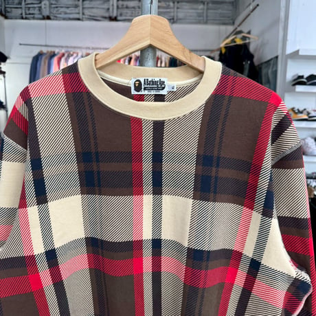 A BATHING APE CHECK CREWNECK SWEAT XL 87405