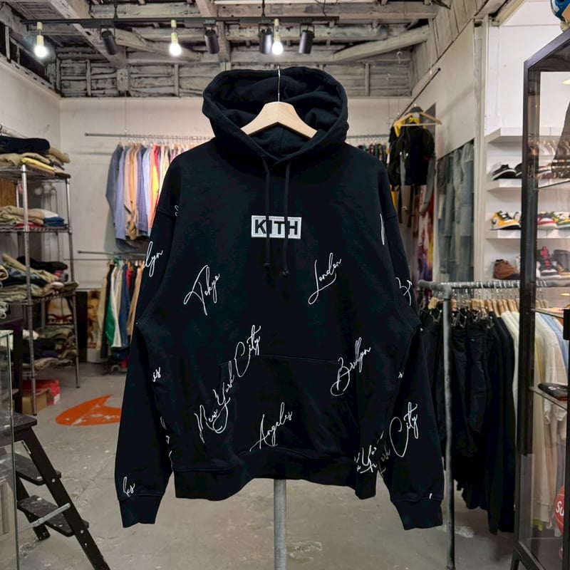KITH CITY SCRIPT HOODIE BLACK LARGE 17578 | BRA