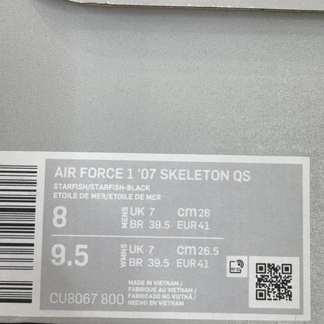 NIKE AIR FORCE 1 '07 QS ORANGE SKELTON CU8067-800 26cm 59374