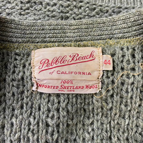 VINTAGE 60S PEBBLE BEACH CROCHET CARDIGAN GREEN 44 79100