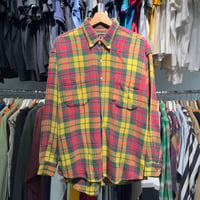 GAP 90S FLANNEL SHIRT ORANGE/YELLOW fits LARGE 04960