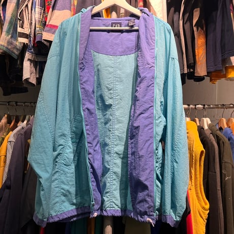 GAP 90S NYLON  2TONE JACKET LIGHTBLUE/PURPLE LARGE 20799