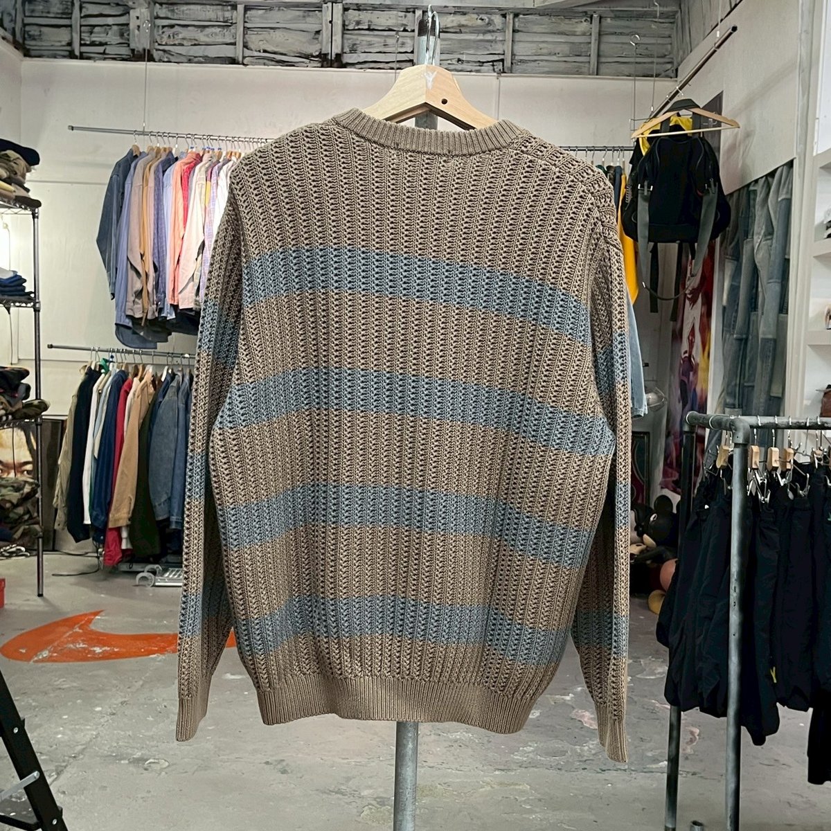 Supreme LOOSE GAUGE STRIPE SMALL SWEATER KHAKI
