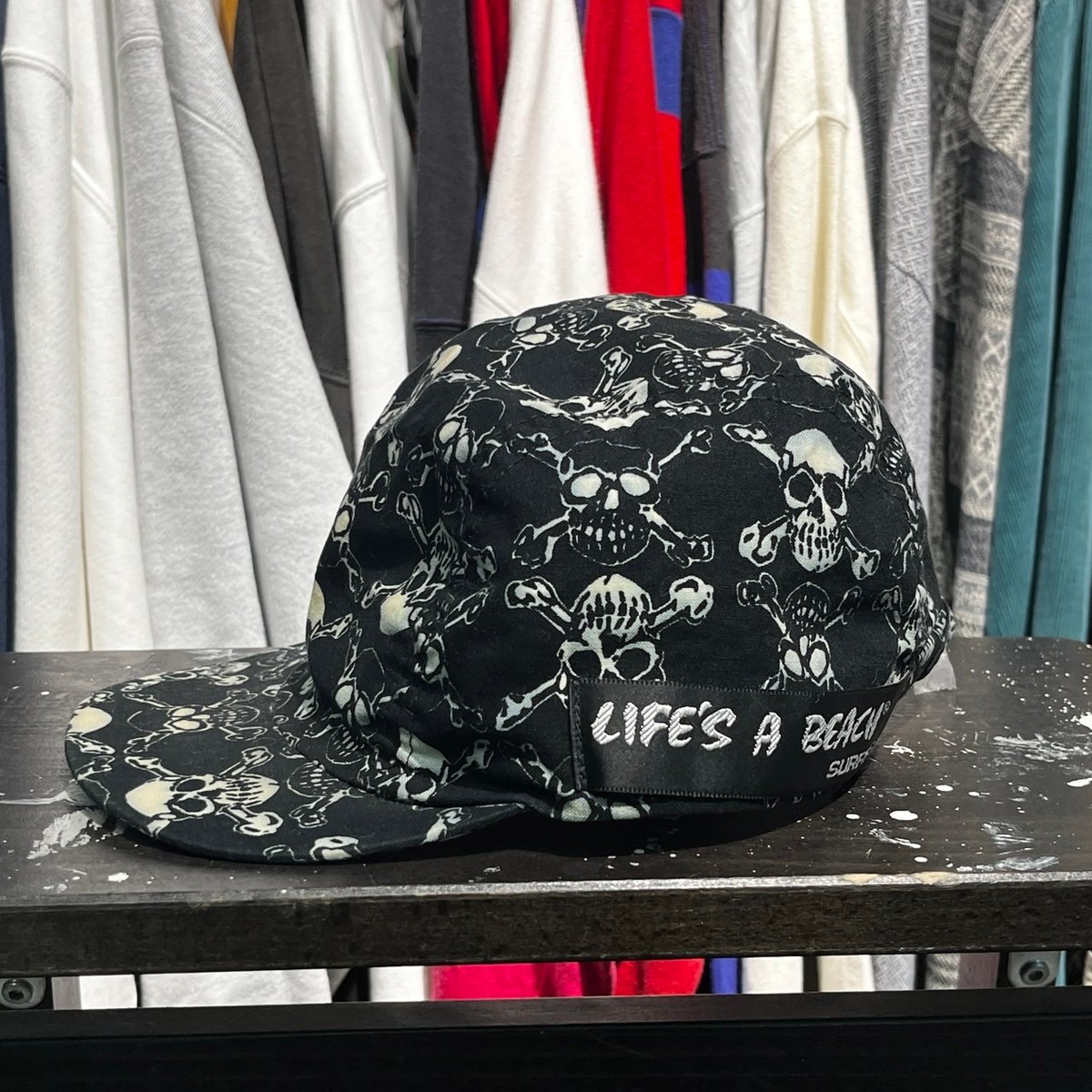 80s LIFE'S A BEACH キャップ 炎 VTG 80s 90s Life's A Beach Surfgear BAD BOY CLUB Puffy Print