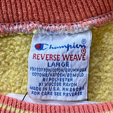 CHAMPION 90S RW SWEAT SCRIPT LOGO YELLOW LARGE 03018