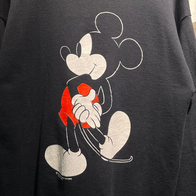 DISNEY 90S MICKEY MOUSE 両面 PRINT SWEAT BLACK LA