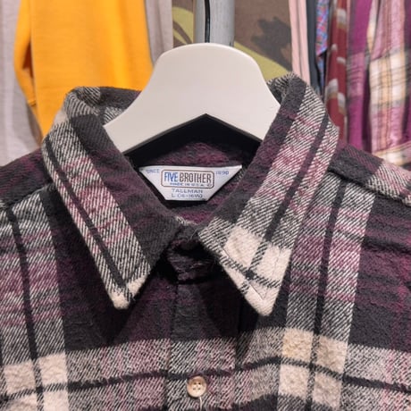 FIVE BROTHERS COTTON FLANNEL SHIRT PURPLE BLACK LARGE 64026