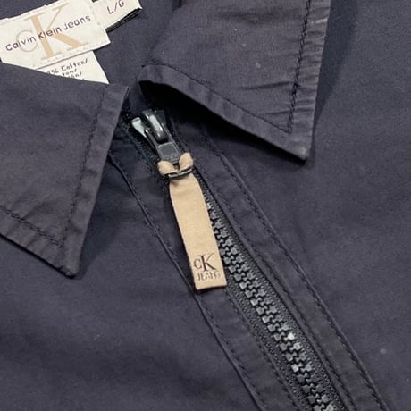 CALVIN KLEIN JEANS 90-00S COTTON ZIP JACKET LARGE NAVY 92681