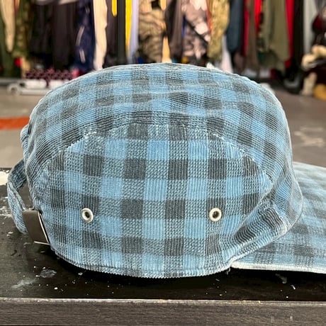 90S GAP CORDUROY CHECK JET CAP BLUE/BLACK CAP 17976