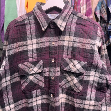 FIVE BROTHERS COTTON FLANNEL SHIRT PURPLE BLACK LARGE 64026