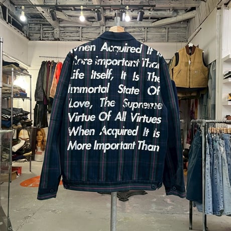 Supreme × COMME des GARCONS JUNYA WATANABE MAN PRINTED WORK JACKET NAVY PLAID MEDIUM 36992