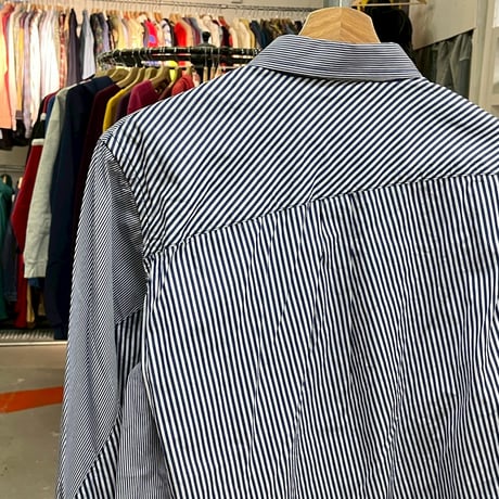 NEPENTHES PANELED STRIPE LS SHIRT  BLUE SMALL 65682