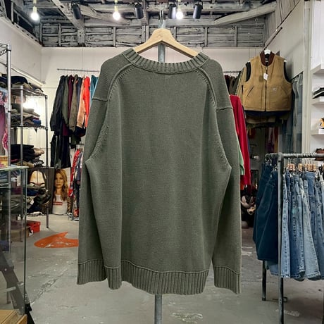 ACNE STUDIOS VNECK COTTON SWEATER DUSTY GREEN XL/XXL FN-MN-KNIT000256 49226
