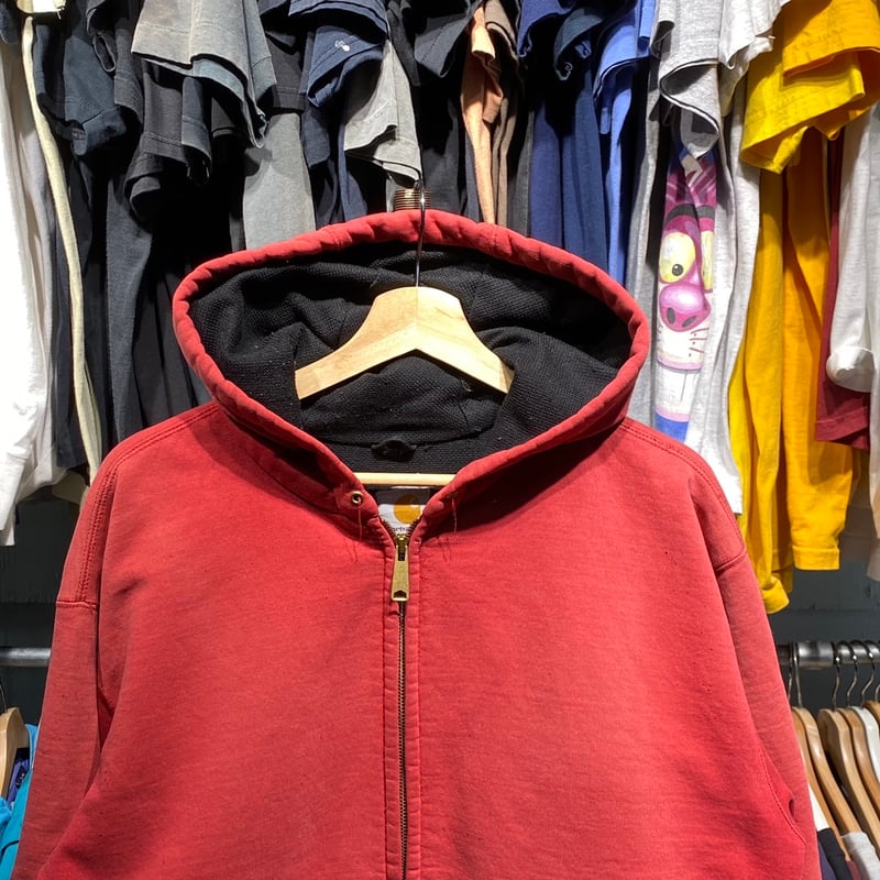 CARHARTT 90S DOUBLEFACE ZIP HOODIE RED MEDIUM 8