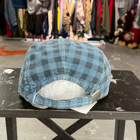 90S GAP CORDUROY CHECK JET CAP BLUE/BLACK CAP 17976