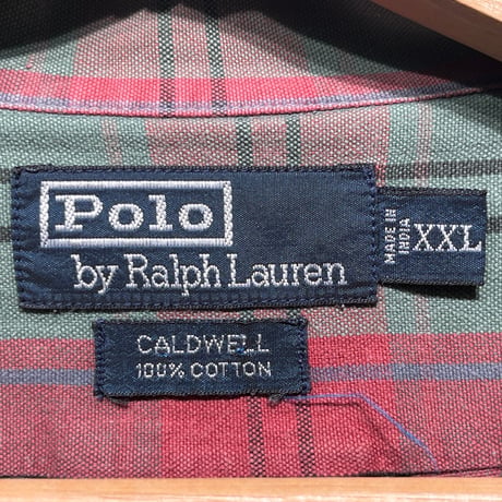 POLO RALPH LAUREN OPEN COLLAR CHEAK SS SHIRT RED/GREEN XXL 45571