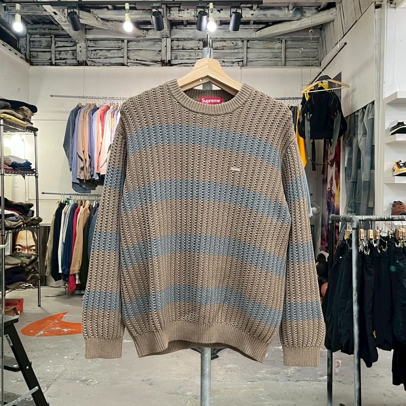 トップス Supreme Loose Gauge Stripe Sweater Khaki Supreme LOOSE GAUGE STRIPE SMALL SWEATER KHAKI