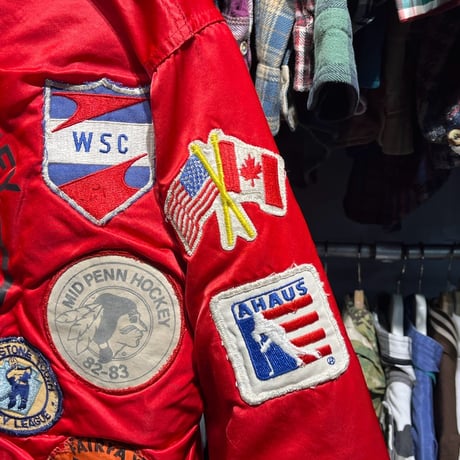 VINTAGE 80S WAPPEN CUSTOM JACKET RED 40 41535
