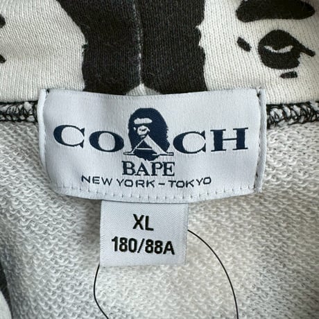 A BATHING APE × COACH LOGO AOP SWEAT HOODIE WHITE/BLACK XL 001PPH731901C 73971