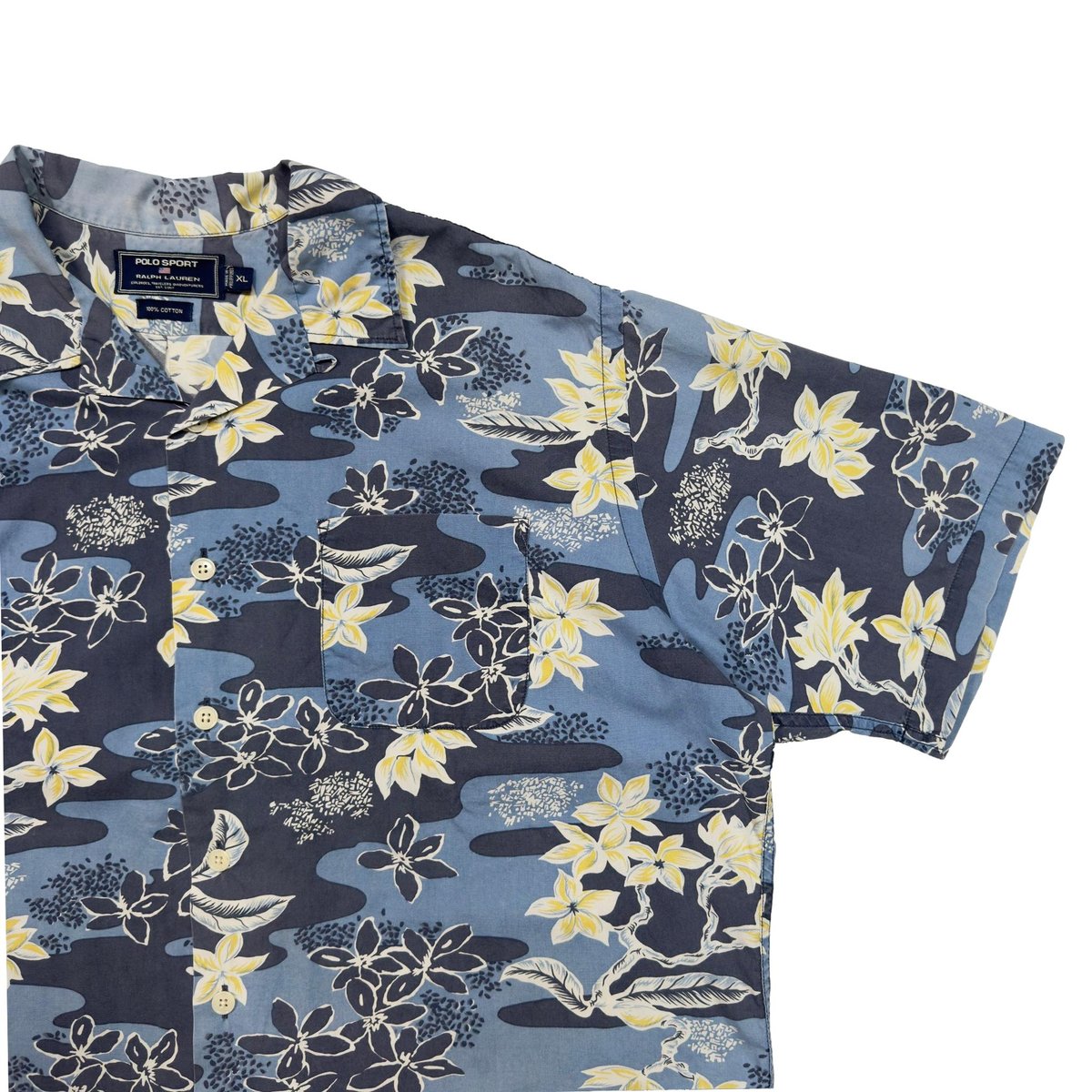 POLO SPORT RALPH LAUREN COTTON ALOHA SHIRT BLUE