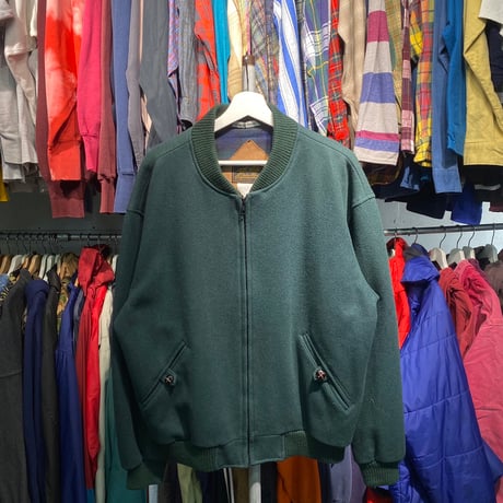 EDDIE BAUER 80-90S WOOL VARSITY JACKET GREEN LARGE 00572