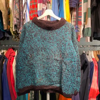 SEARS 60S WOOL CABLE KNIT BLUE/BROWN 40 76293