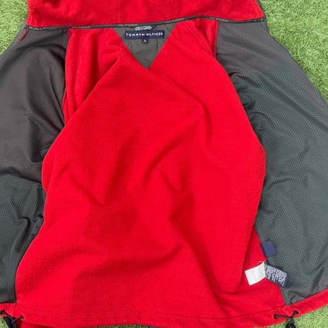 TOMMY HILFIGER 90S TECH FLECCE JACKET RED SMALL 63993