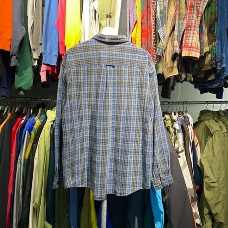 EDDIE BAUER 90S COTTON CHECK SHIRT BLUE XL 67005