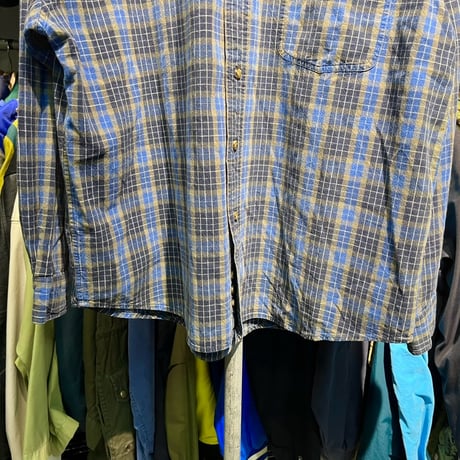 EDDIE BAUER 90S COTTON CHECK SHIRT BLUE XL 67005